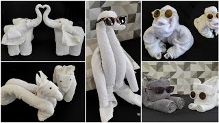 5 Ideas Of Towel Animals  Towel art  Towel folding [upl. by Loveridge]