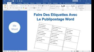 PUBLIPOSTAGE WORD  Faire des étiquettes pour débutant [upl. by Euqinemod]