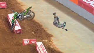 Austin Forkner crash 2024 BEST angles and SLOW motion Arlington Supercross 250 [upl. by Macy]