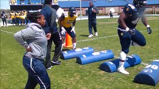 2018 Spring Game Coverage Running back and Fullback drills [upl. by Yattirb]