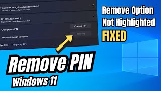 How to Remove PIN from Windows 11 2023  Remove Option Not Highlighted FIXED [upl. by Hashimoto]