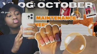 VLOG October maintenance ￼♡ silk press nails wax fall hygiene shopping [upl. by Eedyaj]