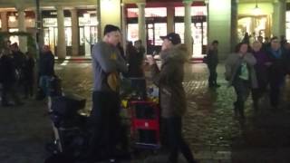 Celinde Schoenmaker duets with busker Stephen Barry in Covent Garden London 10 Nov 2016 [upl. by Hallee]