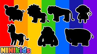 What color animal is it  Rainbow animals  Coloring animals  Elephant Monkey Lion  NINIkids [upl. by Leirad865]