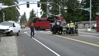 Two Car Rollover Accident 128th St East amp Waller Road Parkland WA [upl. by Paley]