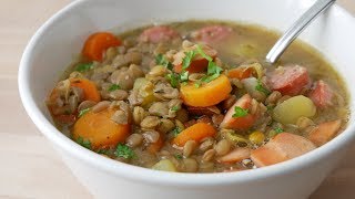 Deftige Linsensuppe mit Würstchen  Hearty Lentil Soup with Sausages  ENG SUBS [upl. by Gonsalve953]