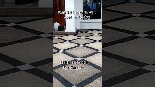 Pebble stone floor coating drying process carport batusikat [upl. by Alyaj]