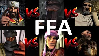 SALADIN VS CALIPH VS FREDERICK VS NIZAR VS EMIR VS PIG  Stronghold Crusader Ai Battle [upl. by Aerdnaxela]