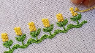 Soo Simple Border Line Stitch like a wow for Beginners  Border Line Design Hand Embroidery [upl. by Ahsimaj56]