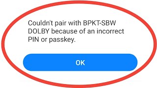 Couldnt Pair With Bluetooth Because Of Incorrect Pin Or Passkey [upl. by Arbuckle28]