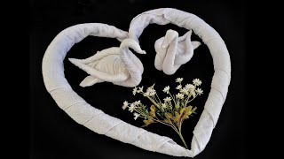 Towel art  Heart towel folding and towel swan  towel animal folding [upl. by Descombes]