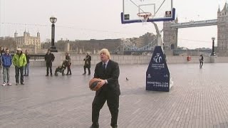 Amazing Boris Johnson basketball trick shot [upl. by Belcher]