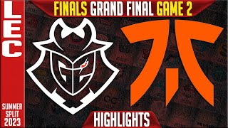 G2 vs FNC Highlights Game 2  LEC Summer Finals Grand Final 2023  G2 Esports vs Fnatic G2 [upl. by Garett]