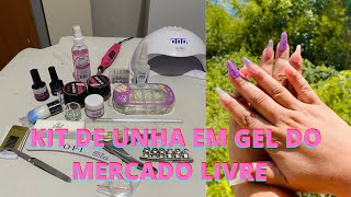 KIT DE UNHA EM GEL DO MERCADO LIVRE  GEL NA TIPS  FIBRA DE VIDRO  TESTANDO OS PRODUTOS DO KIT [upl. by Kwok906]