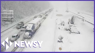 Snowstorm Leaves Drivers Stranded On I95 In Virginia [upl. by Genevieve710]