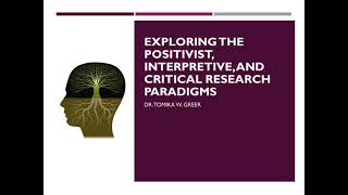 Exploring the Positivist Interpretive and Critical Research Paradigms [upl. by Bernice]