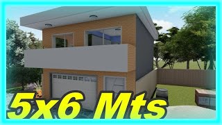 Planta de Sobrado Pequeno Kitnet 5x6 com 1 Quarto Garagem [upl. by Jonathan]