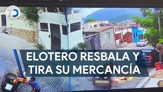 Elotero resbala y tira su mercancía usuarios en redes se unen para ayudarlo [upl. by Harbird]