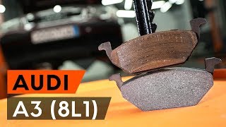 How to change front brake pads AUDI A3 1 8L1 TUTORIAL AUTODOC [upl. by Enaelem894]