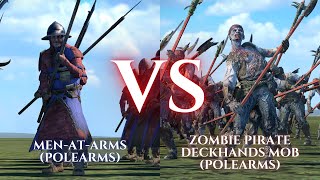 WARHAMMER III Total War  Men At Arms Polearms VS Zombie Pirate Deckhands Mob Polearms [upl. by Alaek]