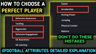 Efootball attributes explanation  How to choose a perfect player efootball mobile player quality [upl. by Bronnie]