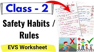 Safety Habits EVS Class 2  Class 2 EVS Safety  Class 2 EVS Worksheet  EVS Worksheet for Class 2 [upl. by Florrie]