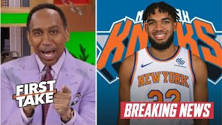 FISRT TAKE  Stephen A Smith New York Knicks interest to blockbuster trade for KarlAnthony Towns [upl. by Colman]