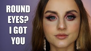 MAKEUP FOR ROUND EYES  How Eyeshadow Can Change Your Eye Shape [upl. by Ymmit]