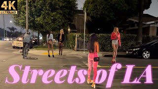 The Streets of LA at Night  Figueroa Street  Los Angeles California 4K [upl. by Winsor]