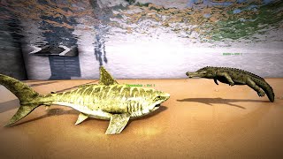 MEGALODÓN 🦈 vs SARCO 🐊 Batalla a muerte de Titanes  ARK SURVIVAL [upl. by Aleen126]