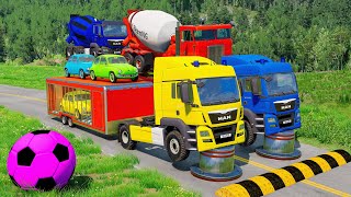 TRANSPORTING PIXAR CARS amp FRUITS WITH COLORED amp JOHN DEERE vs CLAAS vs TRACTORS  BeamNGdrive 983 [upl. by Haiel119]