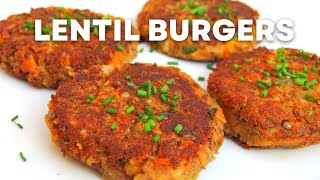 Vegan Lentil Burger Recipe  How To Make Lentil Burgers  The Best Lentil Recipe Ever [upl. by Atiloj]