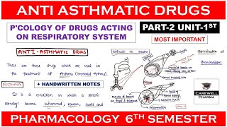 Anti Asthmatic Drugs complete  Imp  Part 2 Unit 1  Pharmacology 6th sem  Carewell Pharma [upl. by Wehtam]