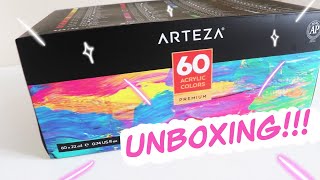 Arteza Acrylic 60 paint set UNBOXING  EmilyArts [upl. by Anelehs]