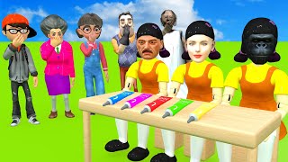 Scary Teacher 3D vs Squid Game Face Wash Foam Bubble Squid Girl Old or Young 5 Times Challenge [upl. by Nawj]