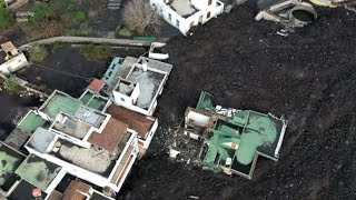 La Palma Volcano Drone 1345 homes lost Final view after volcano stop La Laguna Dec 4K 60 fps [upl. by Asinla]