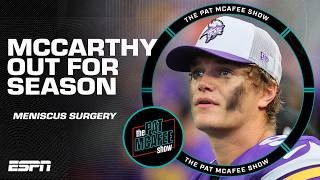 Vikings rookie JJ McCarthy to miss entire season after torn meniscus surgery  The Pat McAfee Show [upl. by Yelrac]