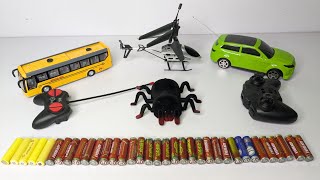 Remote Control Helicopter RC Spider RC School Bus Speed Racing Car Unboxing and Testing [upl. by Joleen]