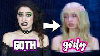 GOTH TO GIRLY TRANSFORMATION 😳💀🌸 Featuring Pastel Loves [upl. by Aikemal]