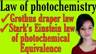 Law of photochemistry grothus draper law stark einsteins law of photochemical equivalence [upl. by Akkinahs91]