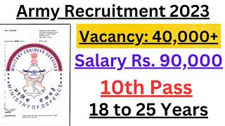 MES New Vacancy 2023  Army MES Recruitment 2023 Notification Pdf Apply Online Form [upl. by Teerell]