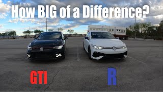 2023 MK8 Golf R vs MK8 GTI Race  Both Stock [upl. by Aillicirp]