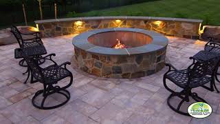 Outdoor Fire Pit  Interlocking Paver Patio with RetainingSitting Wall [upl. by Aliuqa]