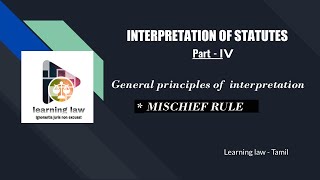 Interpretation of statutes in Tamil  Part IV  Mischief rule of interpretation  case laws [upl. by Kendry]