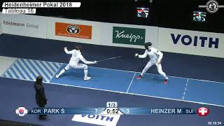 2018 98 T16 02 M E Individual Heidenheim GER WC BLUE HEINZER SUI vs PARK KOR [upl. by Cuthbert]