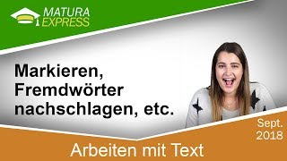 Arbeiten mit Text  Zentralmatura Deutsch September 2018 01 [upl. by Vig842]