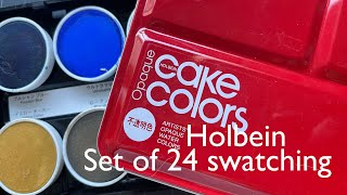 Set of 24 Holbein Gouache cake pans swatching plus my watercolour relaunch [upl. by Maroney]