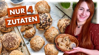 Fluffige Brötchen selber backen  Nur 4 Zutaten 😍 [upl. by Maitund]