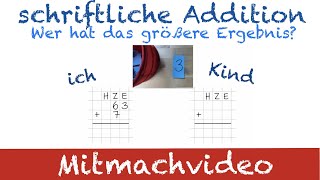 Schriftliche Addition mit Ziffernkarten Klasse 34  Das größte Ergebnis gewinnt  Mitmachvideo [upl. by Alice]