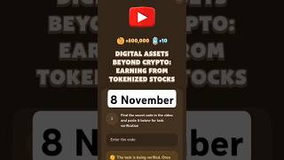 Digital Assets Beyond Crypto Earning From Tokenized Stocks  MemeFi Video Code [upl. by Notlrac175]